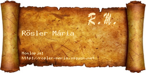 Rösler Mária névjegykártya
